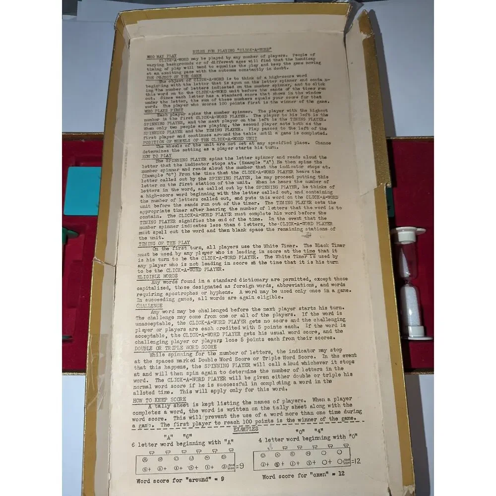 Vintage 1961 Click A Word  Board Game Clicker Inc. Rare Word Game Collectible
